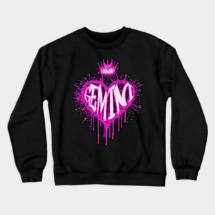 Gemini Airbrush Graffiti Heart Zodiac Sign Birthday Astrology Crewneck Sweatshirt